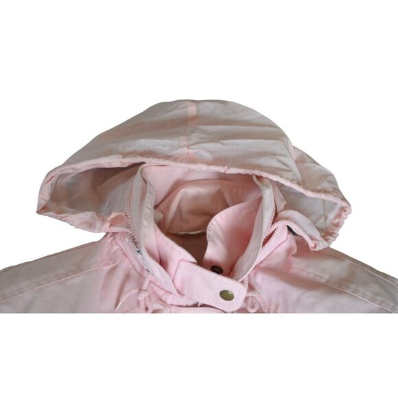 Vintage 80s Van Heusen for Her Pastel Baby Pink Sports Jacket Hidden Hood Size M - Picture 4 of 13